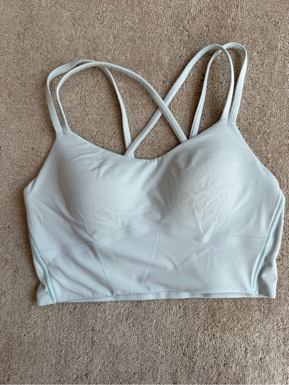 lululemon athletica white strappy longline sports bra